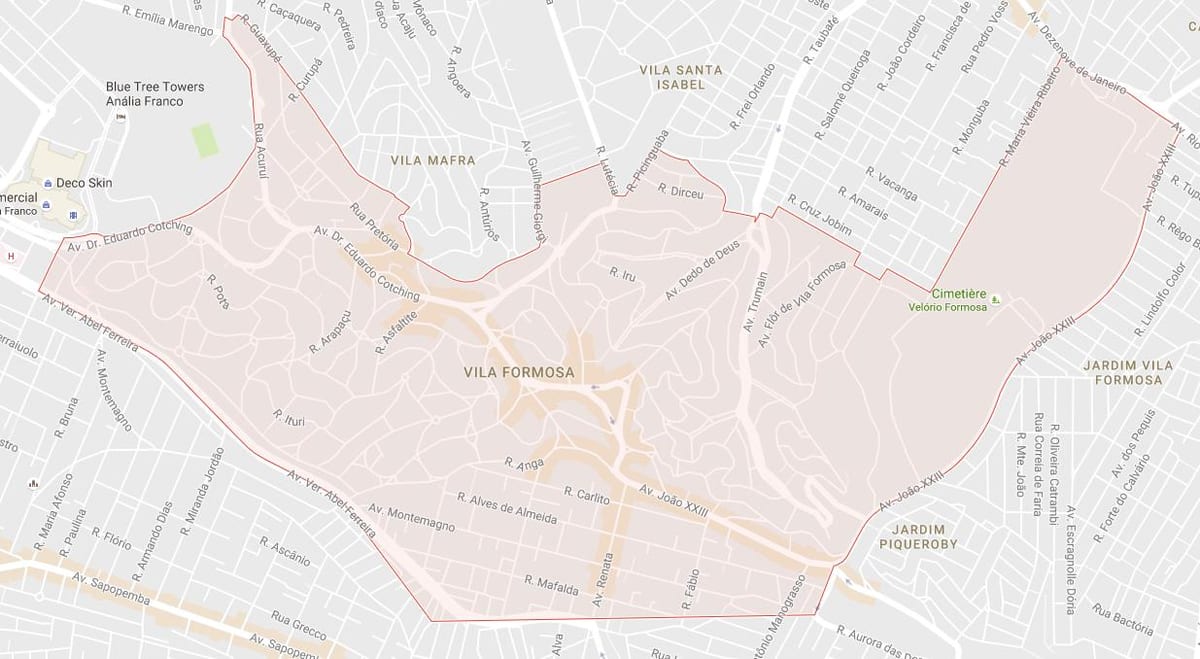 Mapa da Vila Formosa, São Paulo
