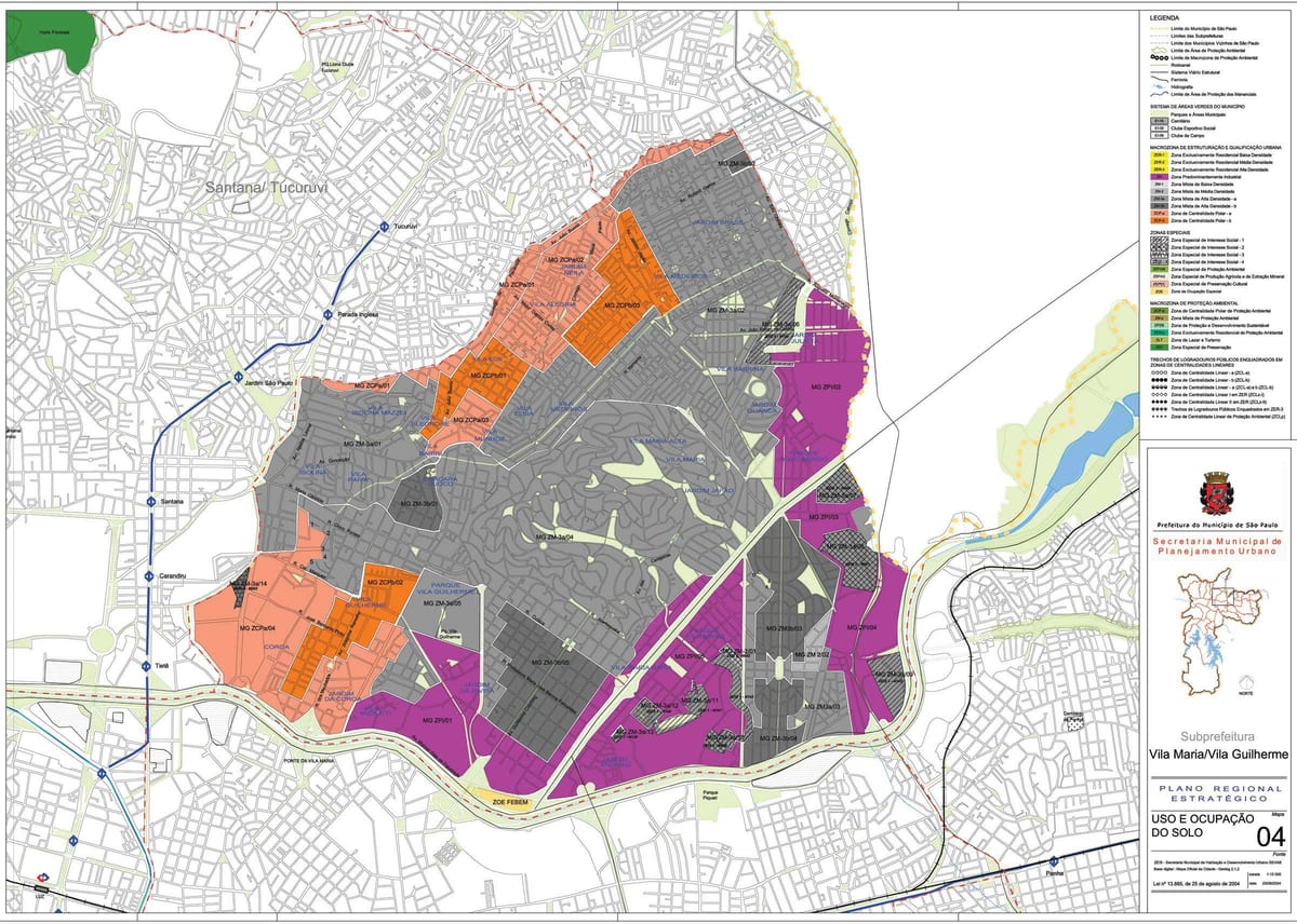 Mapa da Vila Maria, São Paulo - Ocupação do solo