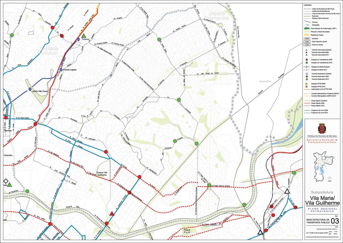 Mapa da Vila Maria, São Paulo - transportes Públicos