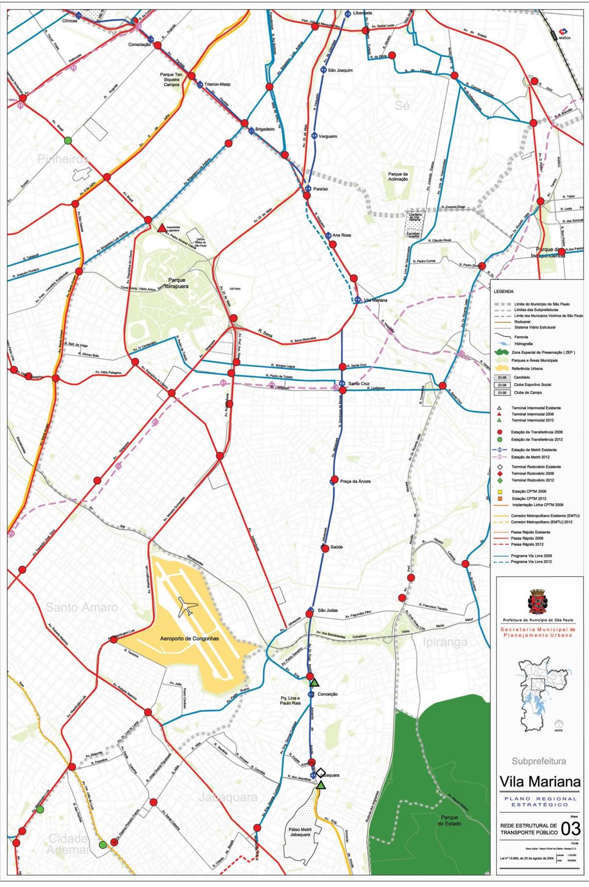 Mapa da Vila Mariana São Paulo - transportes Públicos