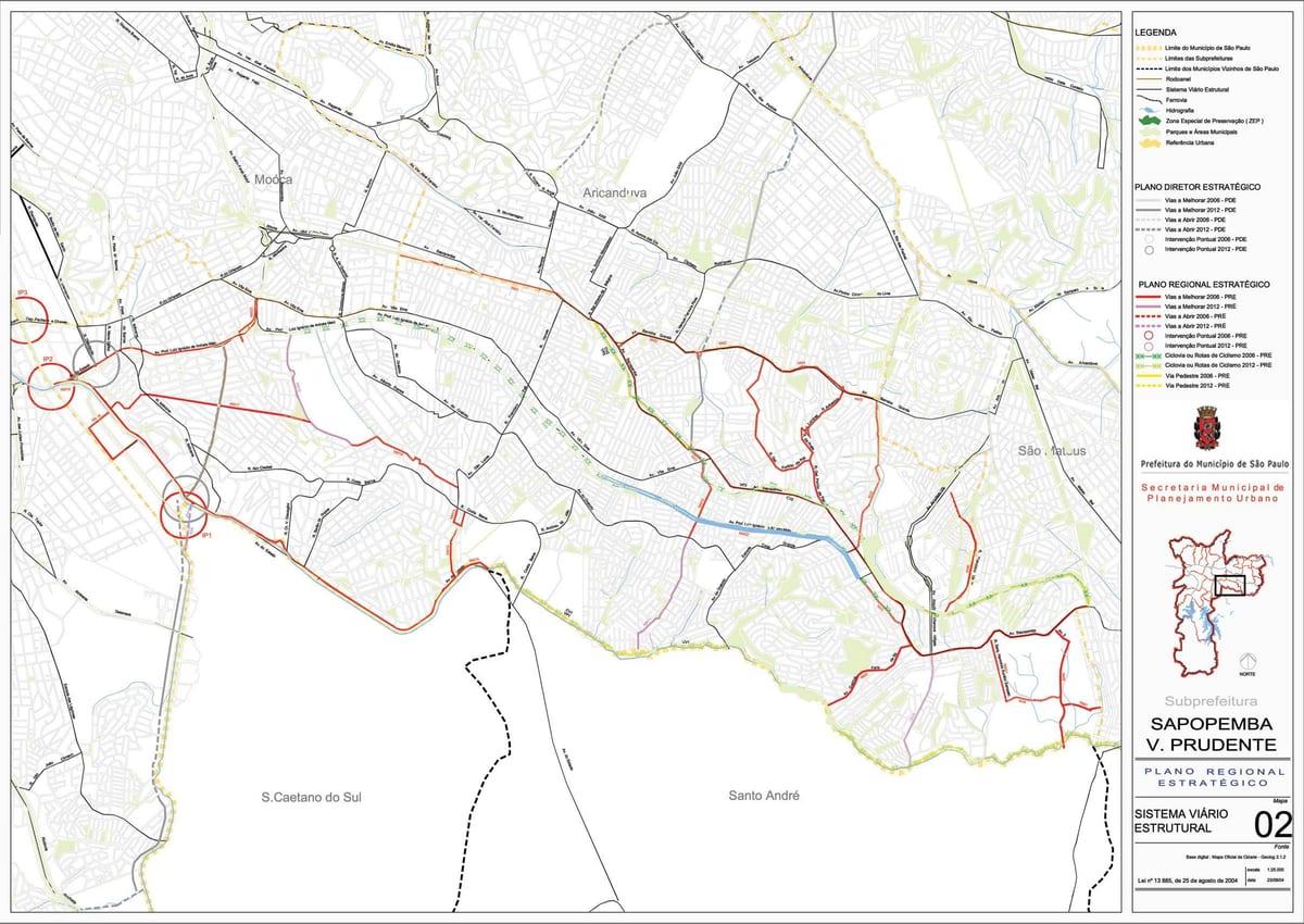 Mapa da Vila Prudente São Paulo - Estradas