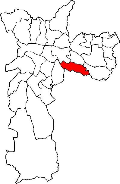 Mapa da Vila Prudente sub-prefeitura de São Paulo