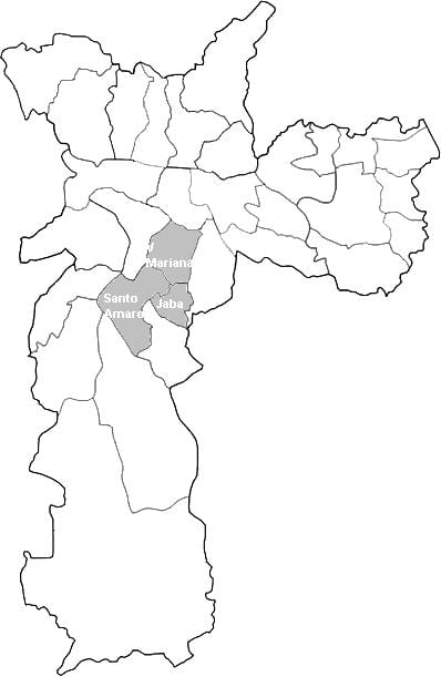 Mapa da zona Centro-Sul de São Paulo