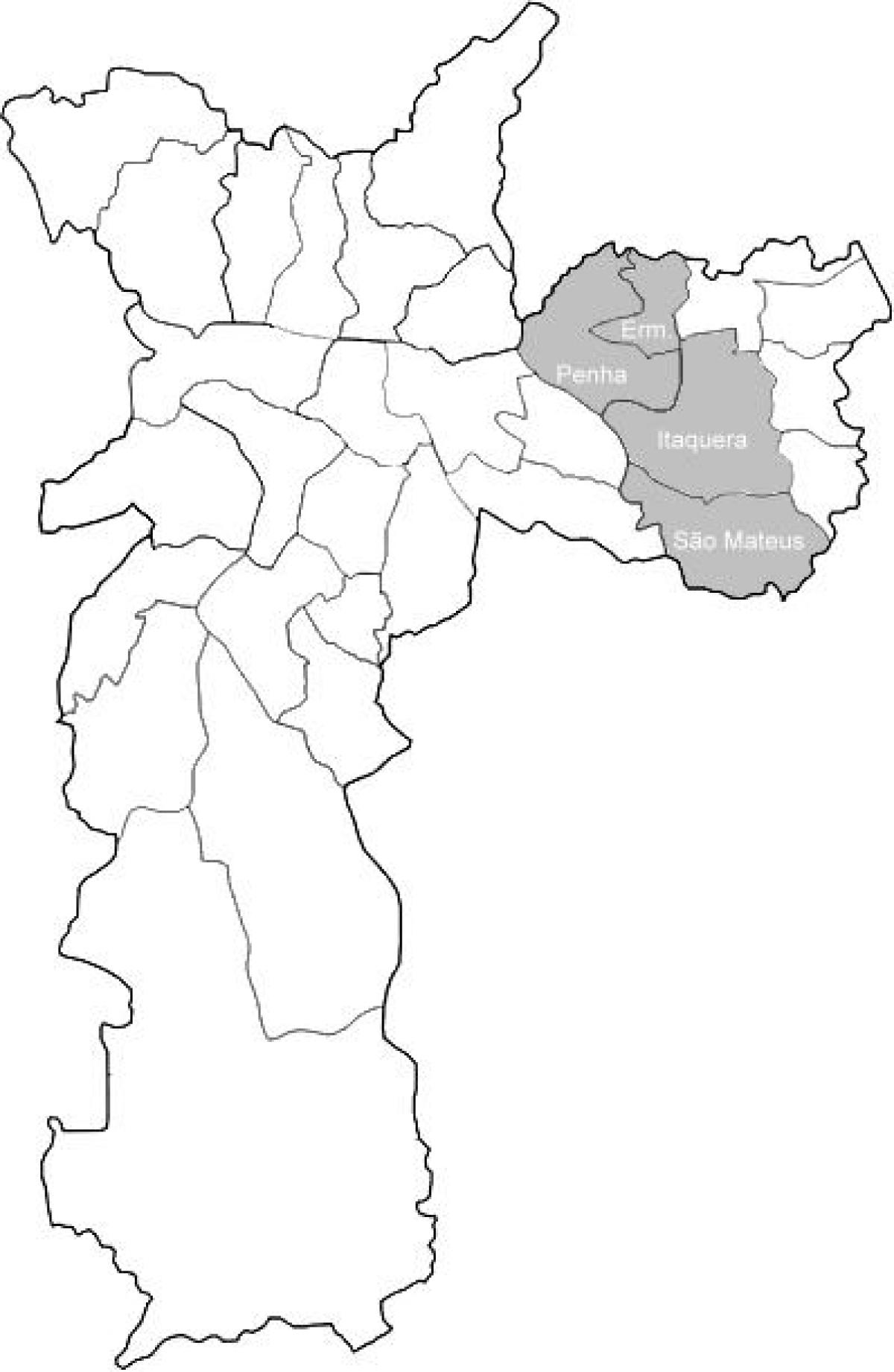 Mapa da zona Leste 1 de São Paulo