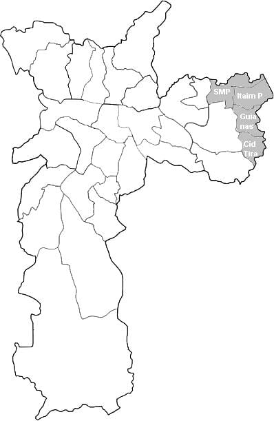Mapa da zona Leste 2 de São Paulo