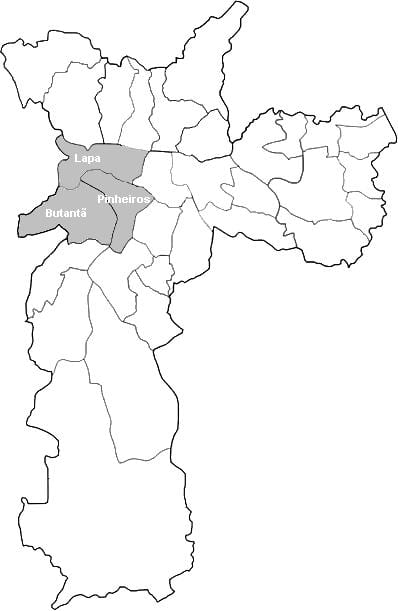 Mapa da zona Oeste de São Paulo