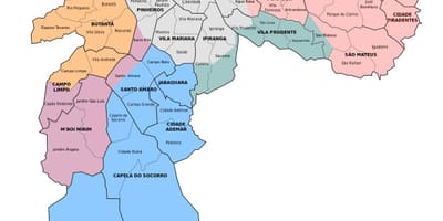 Mapa da zona administrativa de São Paulo