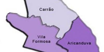 Mapa da Aricanduva-Vila Formosa sub-prefeitura