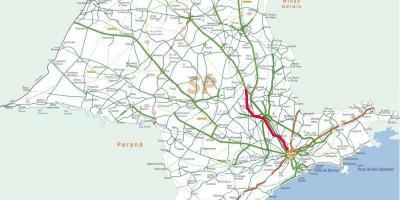 Mapa da rodovia Bandeirantes - SP 348