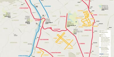 Mapa do caminho de bicicletas em São Paulo