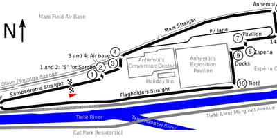 Mapa do Circuito do Anhembi, em São Paulo