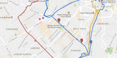 Mapa de circular turismo de São Paulo - Linhas