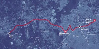Mapa do corredor BRT metropolitano Perimetral Alto Tietê