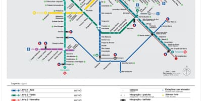 Mapa de transporte de São Paulo - EMTU/SP - metrô - CPTM
