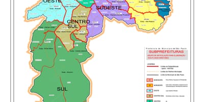 Mapa das regiões de São Paulo