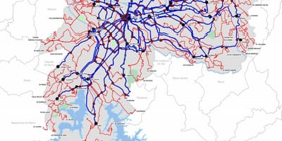 Mapa dos terminais de ônibus do Estado de São Paulo