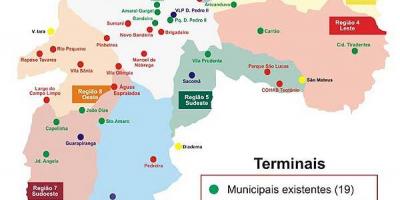 Mapa dos terminais de ônibus de São Paulo