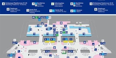 Mapa do terminal rodoviário Tietê